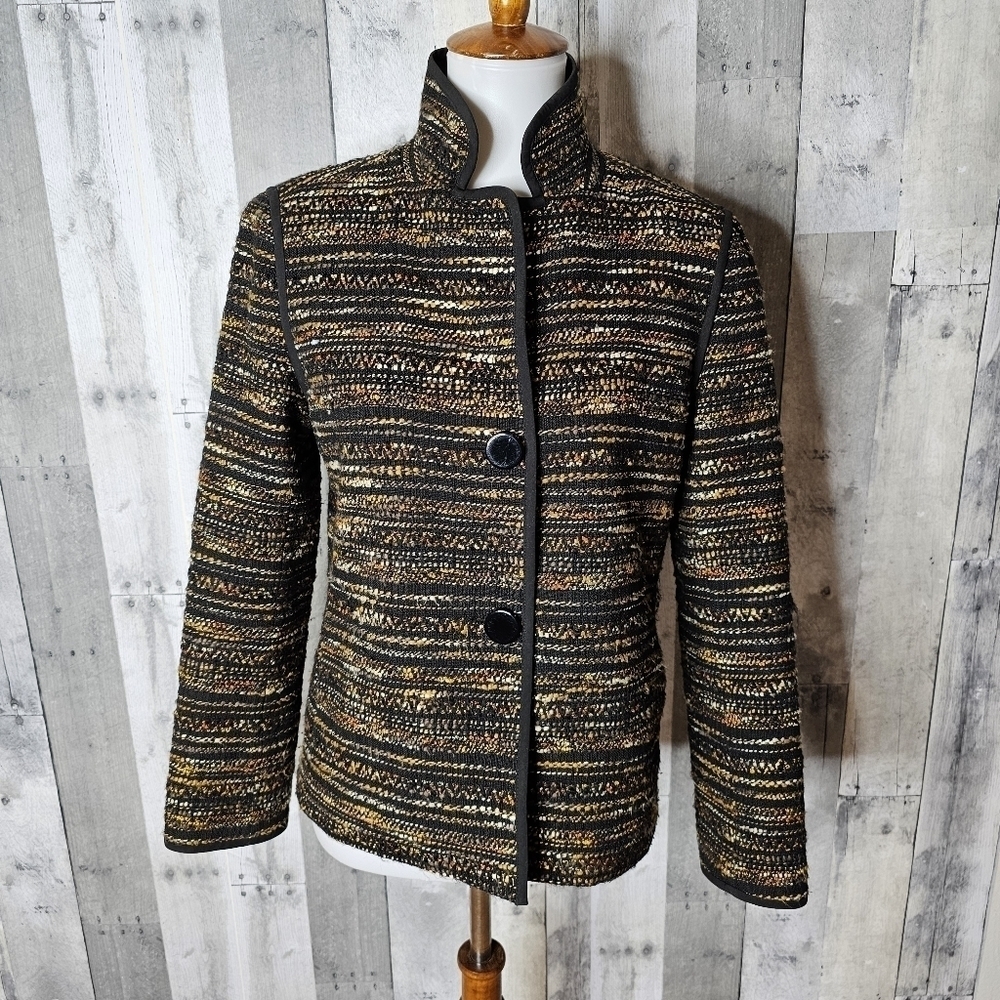 Lafayette 148 Medium Tweed Collared Blazer Jacket